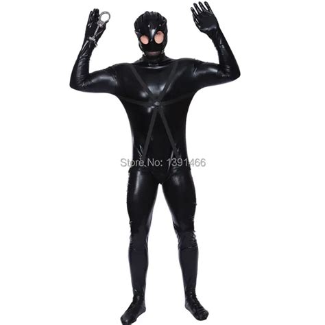 Mens Leather Bondage Gimp Suit Mask Costume Outfit Fancy Dress Straps In Sexy Costumes From