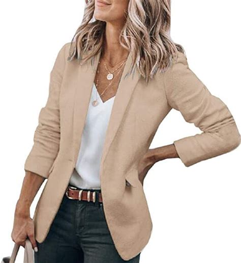 cicy bell womens casual blazers open front long sleeve work office jackets blazer z khaki x