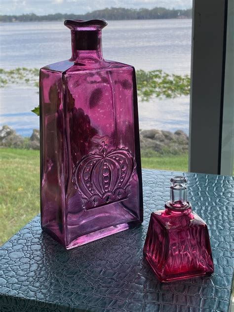 Vintage Seagrams Purple Cranberry Glass Decanter Price For 1 Time Question Crown Embossed