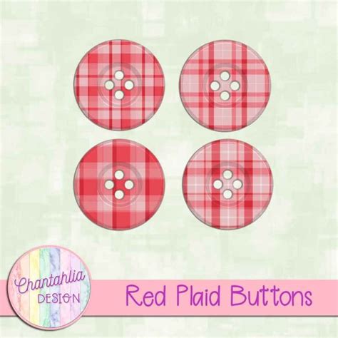 Free Red Plaid Buttons Design Elements