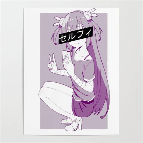 Selfie Sad Japanese Anime Aesthetic Poster By Poserboy