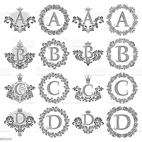 Vintage Monograms Set Of Letters A B C D Stock Illustration Download