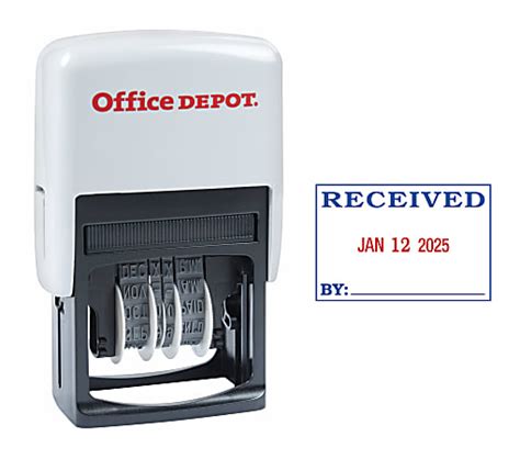 Office Depot Brand Received Date Stamp Dater Self Inking With Extra Pad