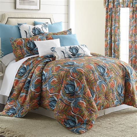 The faded antique patterned toile adds a warm nostalgic feeling. Tropical Bloom Comforter Set California King Size by ...