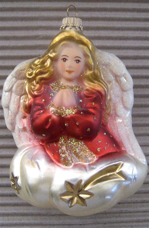 Blown Glass Angel On A Cloud From Lauscha Germany Vintage Christmas