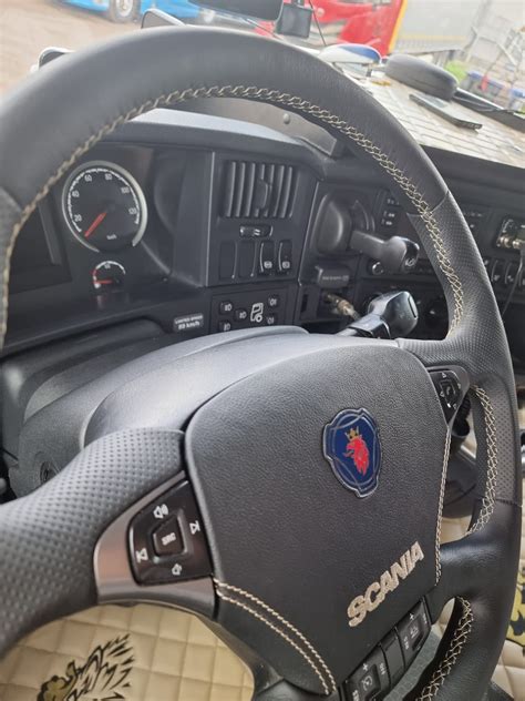 Steering Wheel For Scania R Flat Custom New Leather Black Silver