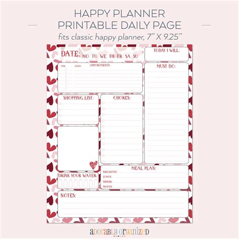 Happy Planner Printable Daily Planner Refills Inserts X Etsy