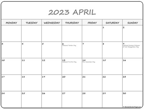 April 2023 Calendar Starting Monday Get Calendar 2023 Update