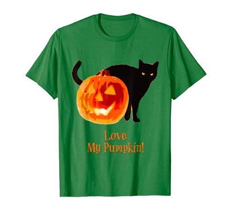Halloween Black Cat Loves Pumpkin T Shirt Halloween Haven