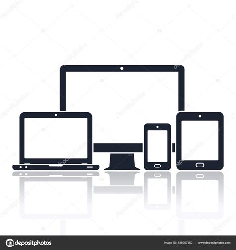 Digital Devices Icons Smart Phone Tablet Laptop And Computer Monitor