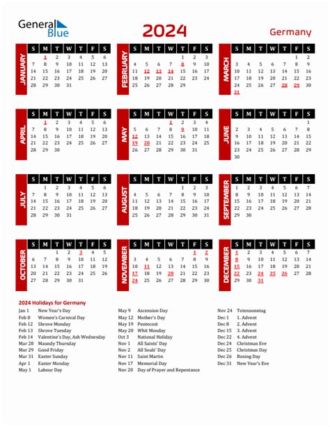 2024 Germany Calendar With Holidays