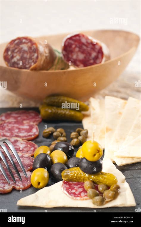 Cold Cut Platter With Pita Bread And Pickles Stock Photo Alamy