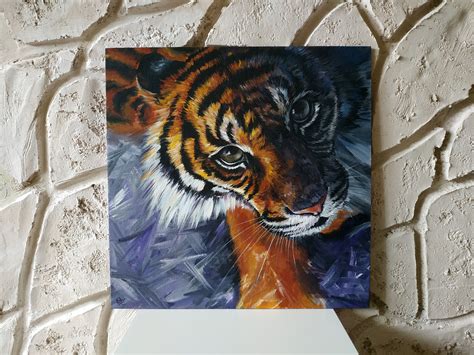 Tiger Painting Original Acrylic Tiger Wall Art Tiger Canvas Etsy