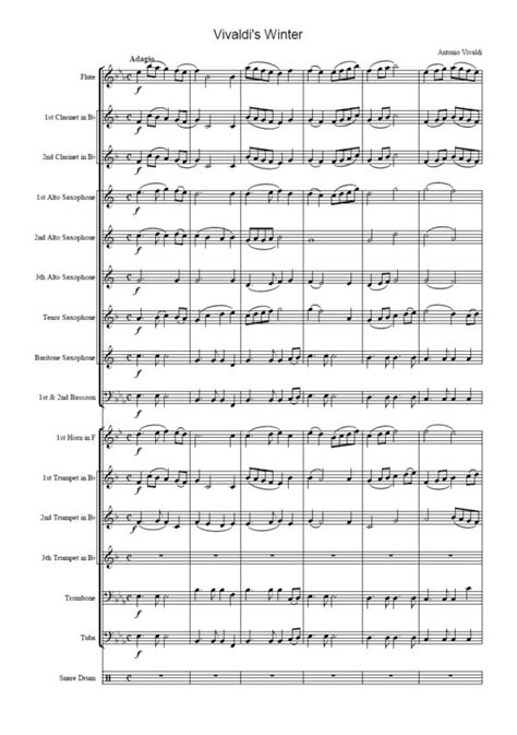 Vivaldi A Cztery Pory Roku Zima Nuty na orkiestrę dętą