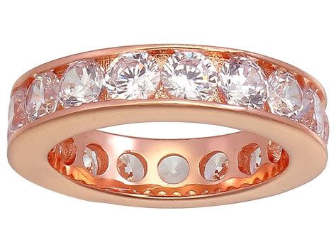 Bella Lucer 57ctw Round Diamond Simulant 18k Rose Gold Over Silver Ring