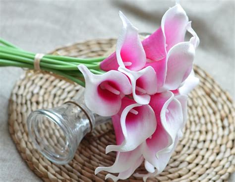 Picasso Hot Pink Fuchsia Calla Lilies Real Touch Flowers Etsy