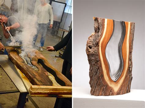 Molten Glass Is Hand Blown Into These Wood Pieces To Make Contemporary Sculptures Free Autocad