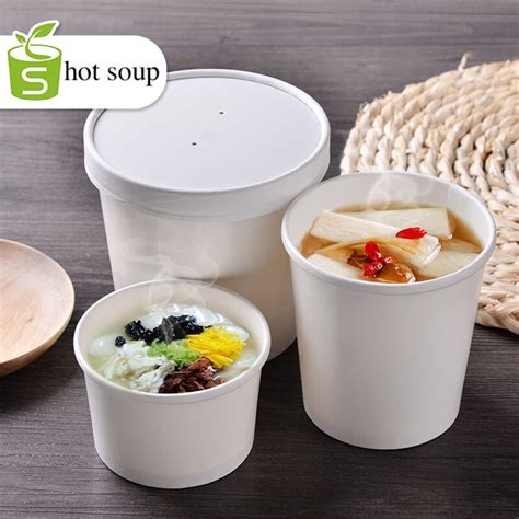 500x 16oz 460ml Round Paper Soup Cups Disposable Bowls Take Out Carry