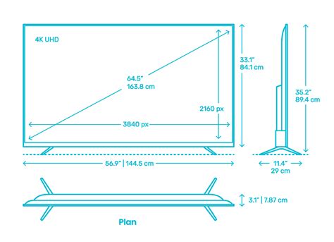 Tcl 5 Series Roku Smart Tv 65” Dimensions And Drawings