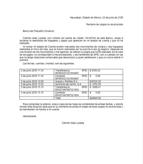 Carta De Reclamo Al Banco 【 Ejemplos Y Formatos 】word Pdf