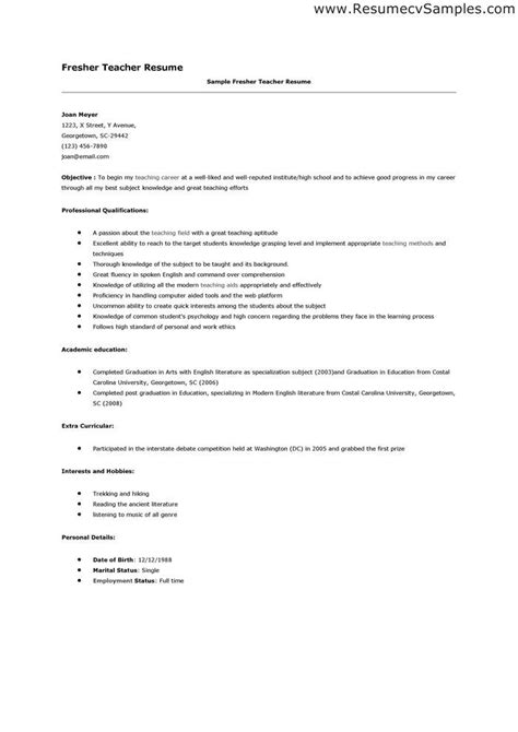 A teacher resume template that will land you more interviews. Simple Resume format for Fresher Teachers | williamson-ga.us