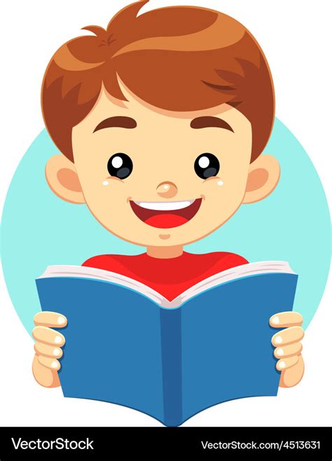 Little Boy Reading A Blue Book Royalty Free Vector Image