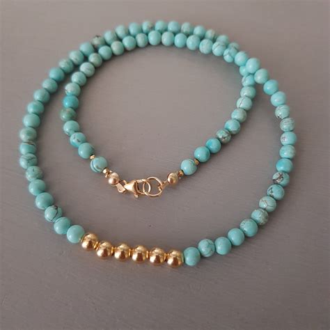 Turquoise Necklace Choker 18K Gold Fill Or Sterling Silver Etsy