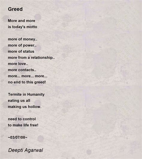 Greed Greed Poem By Deepti Agarwal