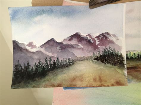 Rocky Mountains Watercolor Watercolor Nature Paintings Watercolor