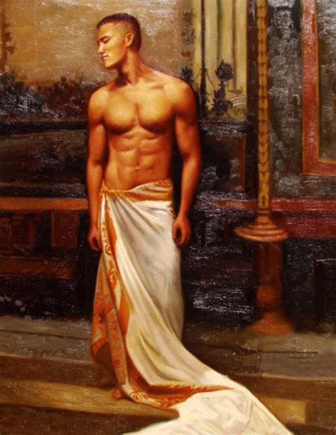 Huge Gay Oil Painting Nude Male Portrait Strong Man