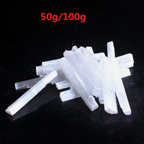 50100g Natural White Selenite Crystal Stick Chips Gypsum Quartz Rough Minerals Specimen Point