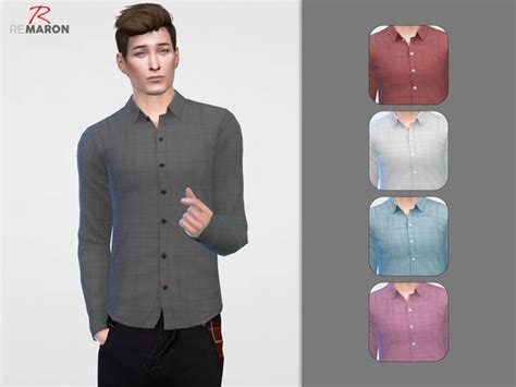 Remarons Button Up For Men The Sims Sims Cc Mens Button Up Button