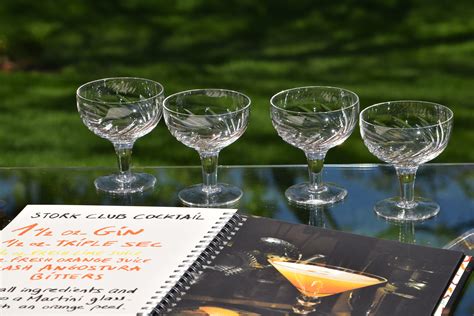 Vintage Crystal Cocktail Glasses Set Of 4 Stuart ~ England Circa