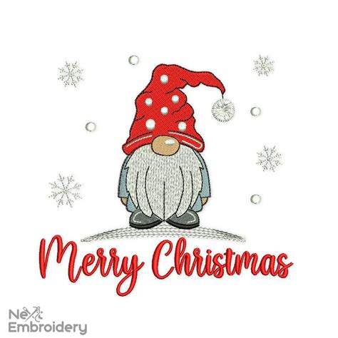 Merry Christmas Gnome Embroidery Design Nextembroidery
