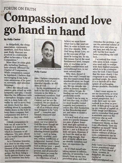 Newspaper Article On Compassion By Polly Castor Polly Castor