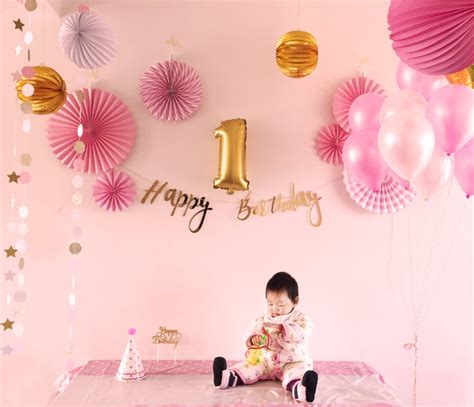 Best birthday decoration themes from kara s party ideas butterfly themed 1st birthday party. Happy Birthday Party Decoration for Girls Pink Theme Baby ...