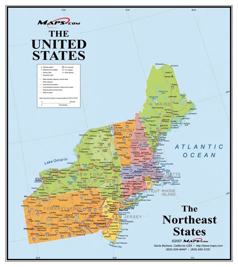 Northeast Region Of Usa Map With States