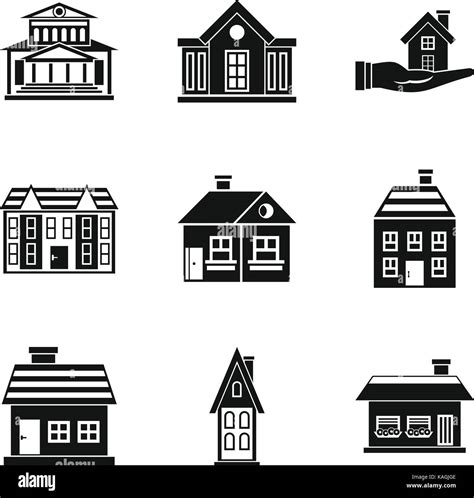 Residence Icons Set Simple Style Stock Vector Image And Art Alamy