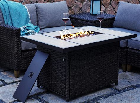 Grand Patio Outdoor Gas Fire Pit Table 43 Inch 50 000 Btu Rectangle Patio Propane Fire Pit