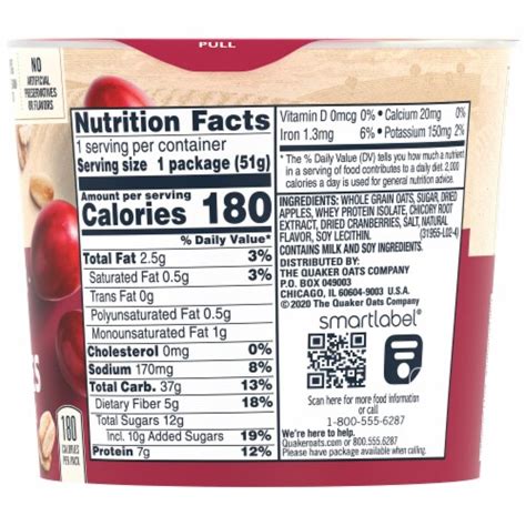 Quaker Apples And Cranberries Instant Oatmeal Cup 179 Oz Ralphs