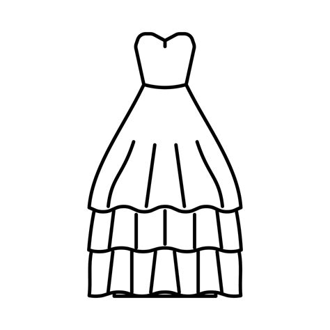 Ballgown Wedding Dress Line Icon Vector Illustration 19523853 Vector