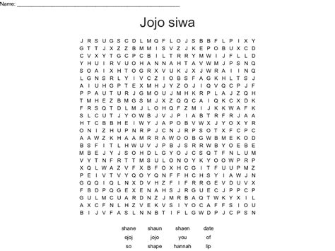 The unscripted content shows jojo playing games like would you ever? with friends and family, plotting and pulling pranks. Jojo siwa Word Search - WordMint