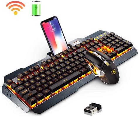 Wireless Gaming Keyboard And Mouse Comboorange Led Backlit