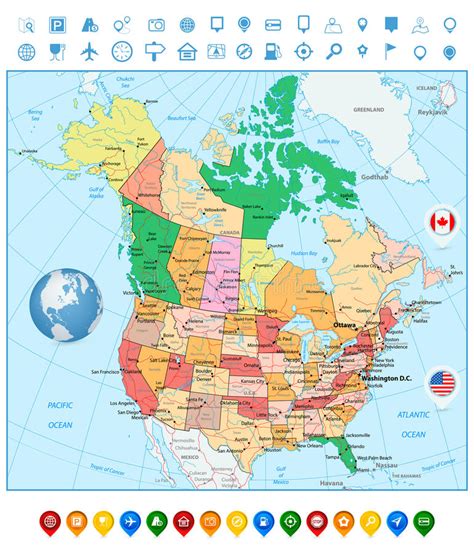 Usa And Canada Large Detailed Political Map With States Provinces And