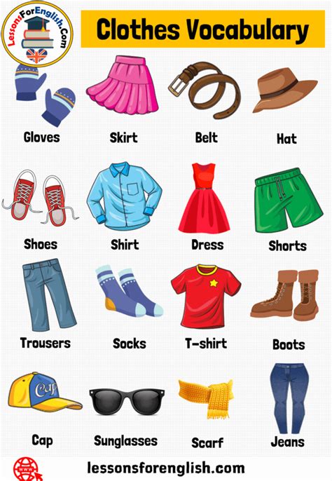 English Clothes Names Vocabulary 16 Clothes Names With Pictures A7f