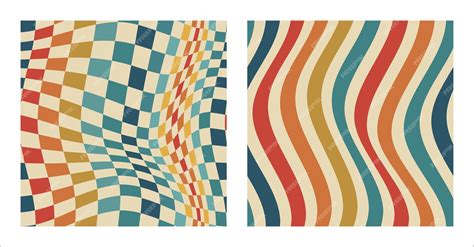 Premium Vector 1970 Trippy Grid And Groovy Wavy Lines Seamless