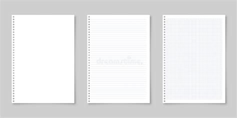 Realistic Blank Lined Paper Sheet With Shadow In A4 Format Isolated On