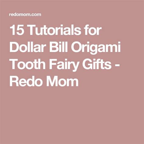 Dollar Bill Origami Tooth Fairy Ts Origami Tooth