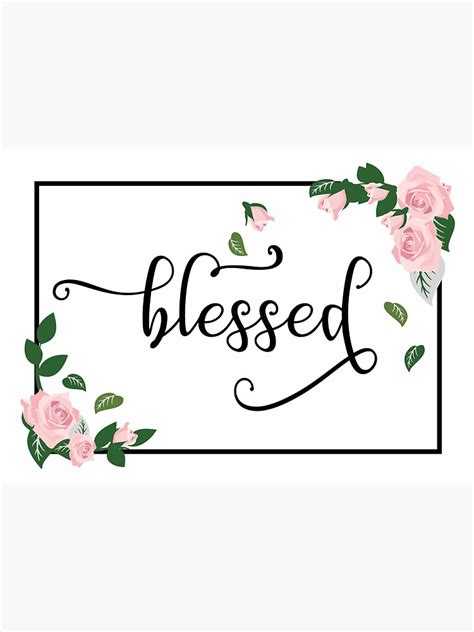Blessed Calligraphy With Flower Border Sticker By Trusting4peace