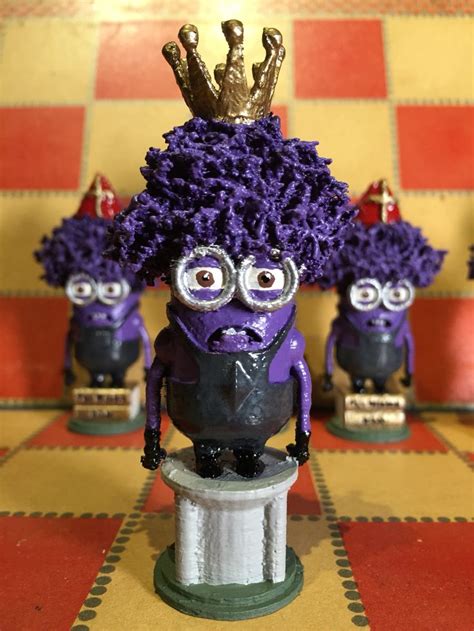 Purple Queen Minion Chess Piece Portrait Sculpture Purple Sculpture